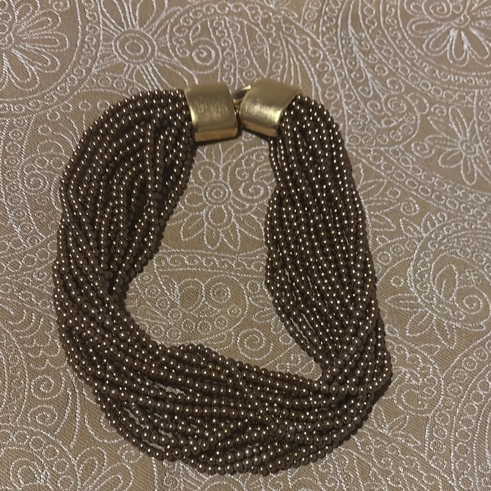 Carolee Brown and Gold Beaded Necklace